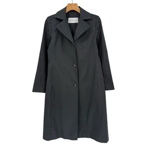 Max Mara Made In Italy Vintage Pinstripes Retro Black Long Jacket Size USA 8